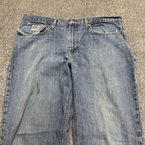 Cinch Men's Light Blue Denim Jeans Cotton Distressed Button Zip 5-Pocket